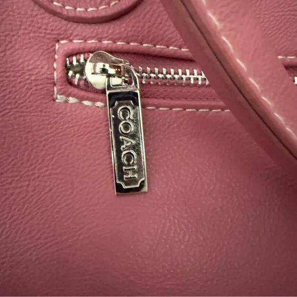 Coach Rose Pink Leather Shoulder Bag Satchel Tote Handbag Authentic OS - Picture 4 of 9